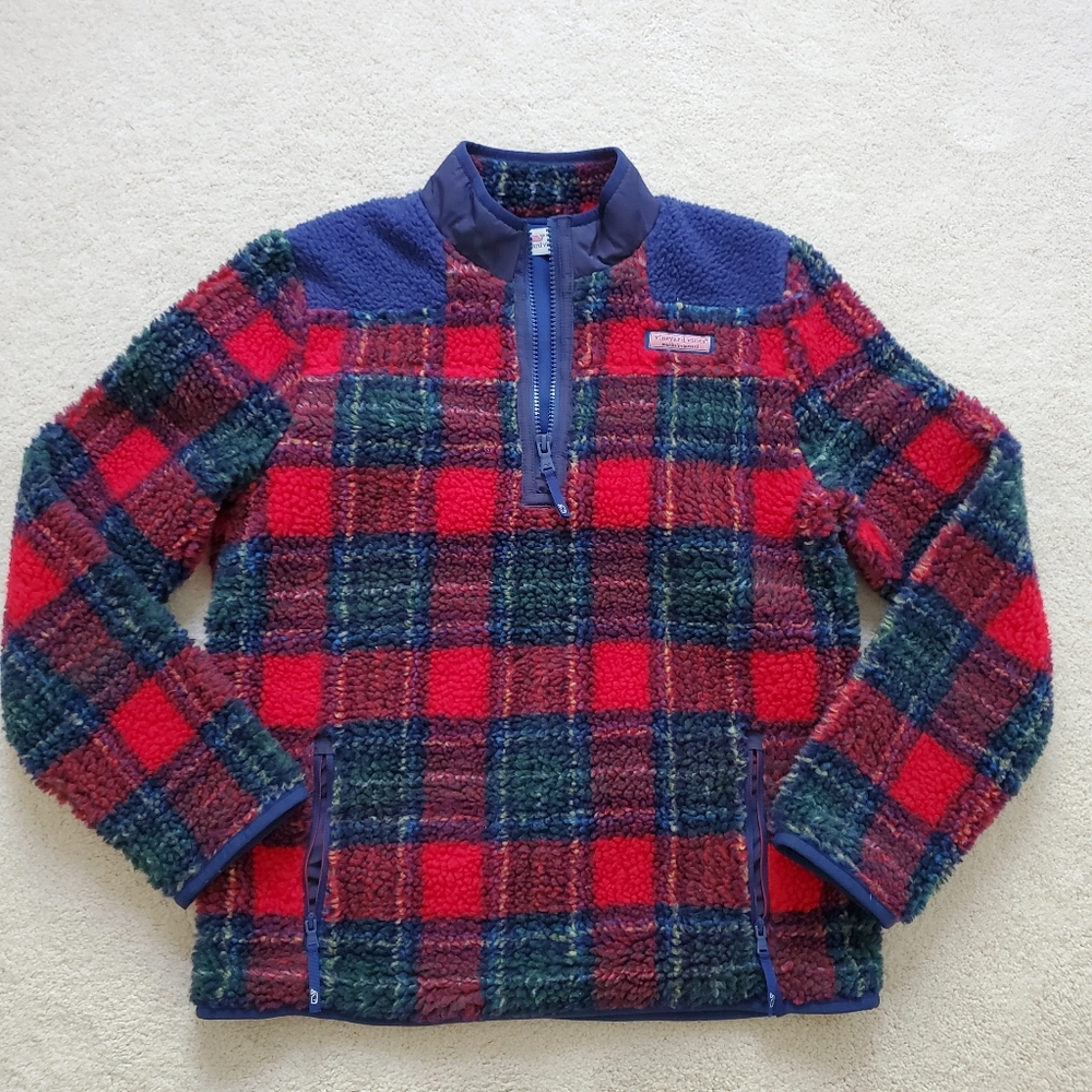 Vineyard Vines Girls' Plaid Party Tartan Super Sherpa Shep Shirt szXL/16
